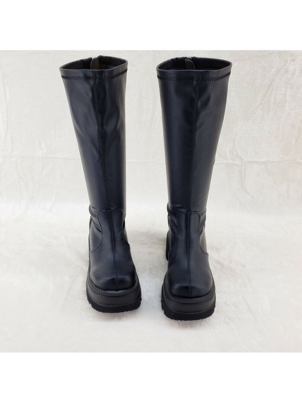 NIB Shaker 65WC Wide Calf Stretch Matte Platform 4.5" Wedge Heel Knee Boots NY - Picture 7 of 9